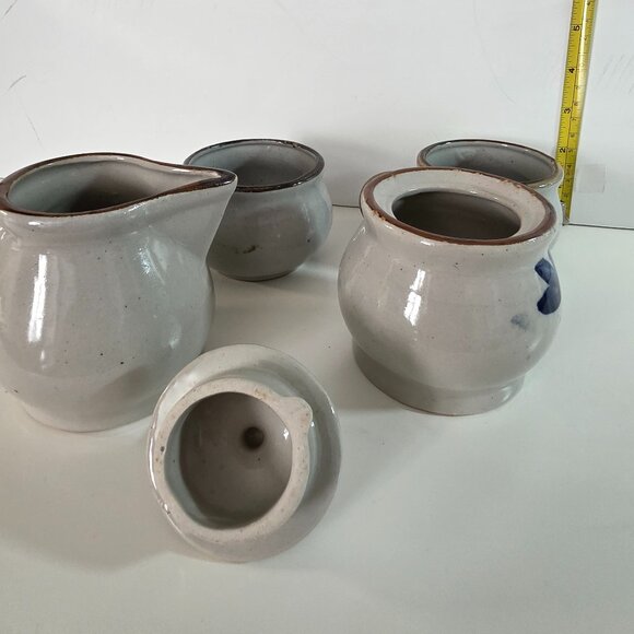 Vintage Japanese Style stoneware coffee or tea mugs, creamer and sugar bowl - Picture 6 of 6